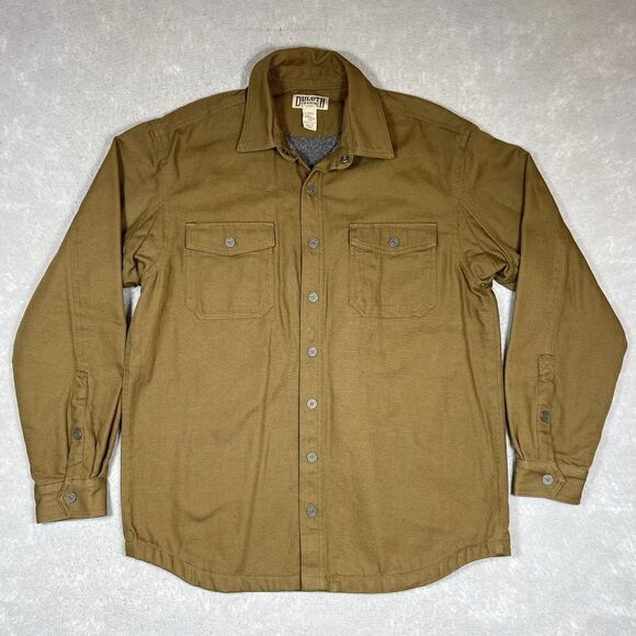 Duluth Trading Jacket Canvas SZ L-Tall Brown Fleece Lined Heavy Duty Snap button - Picture 1 of 13